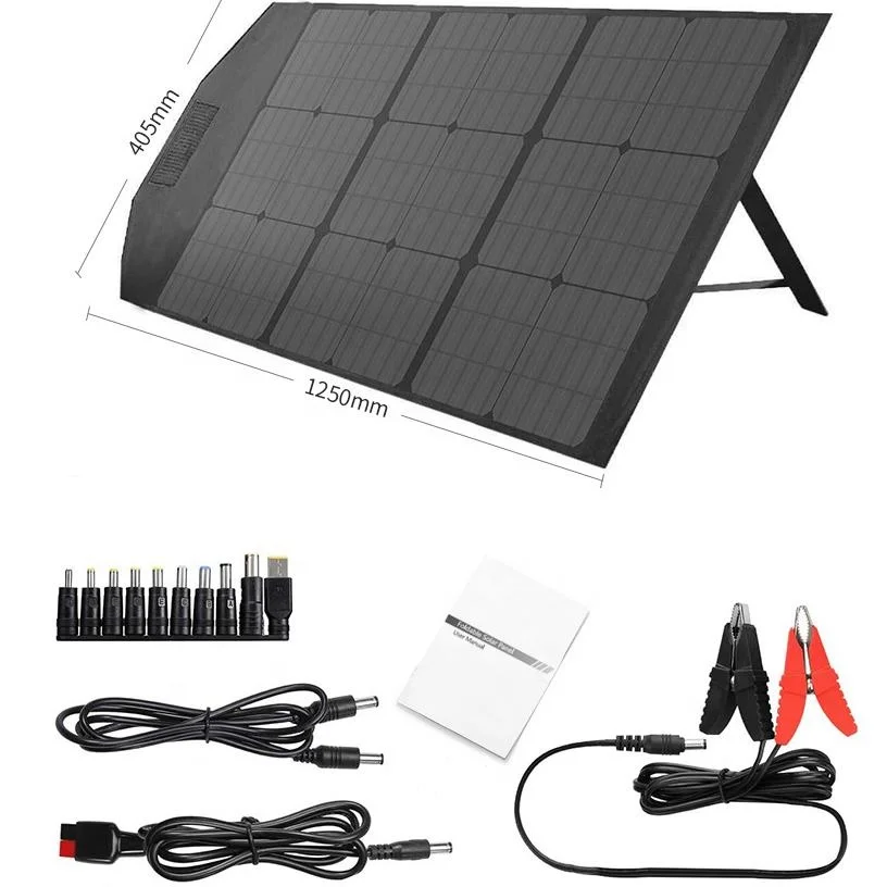 18V 60W Monocrystalline Silicon PET Laminated High Efficiency Folding Solar Panels Outdoor Energy Storage Power Accessories