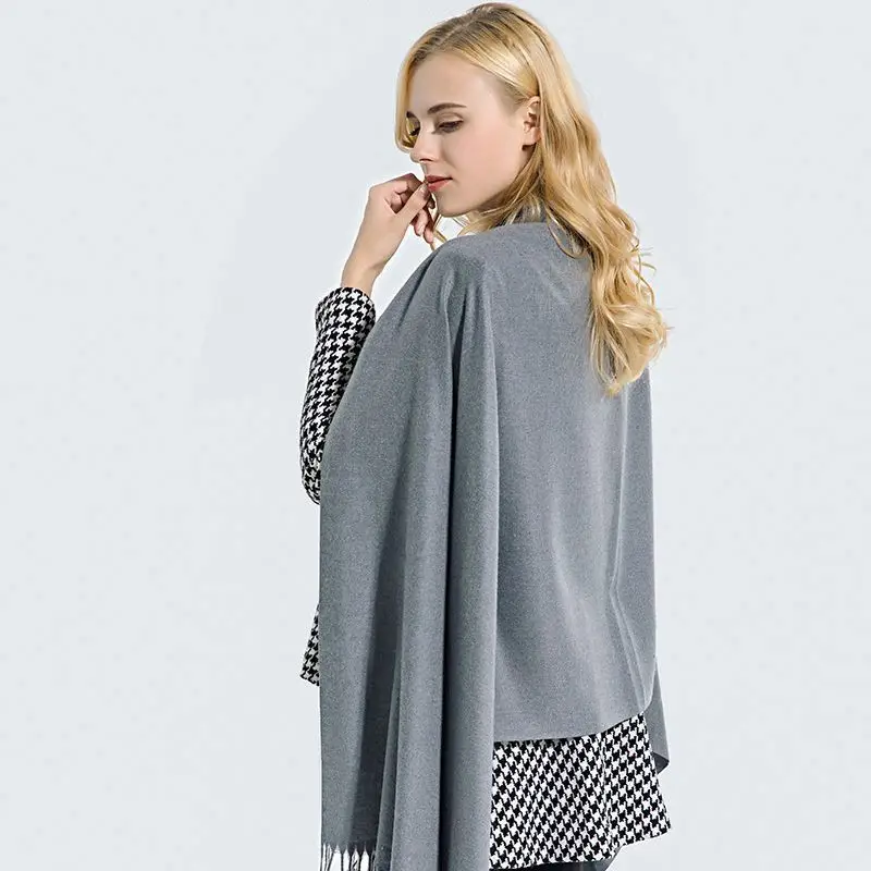 Pure Scarf Winter Warm Cashmere Women Long Pashmina Foulard Female Scarves Lady Tassel Shawl Wraps 2023 Design New R1833