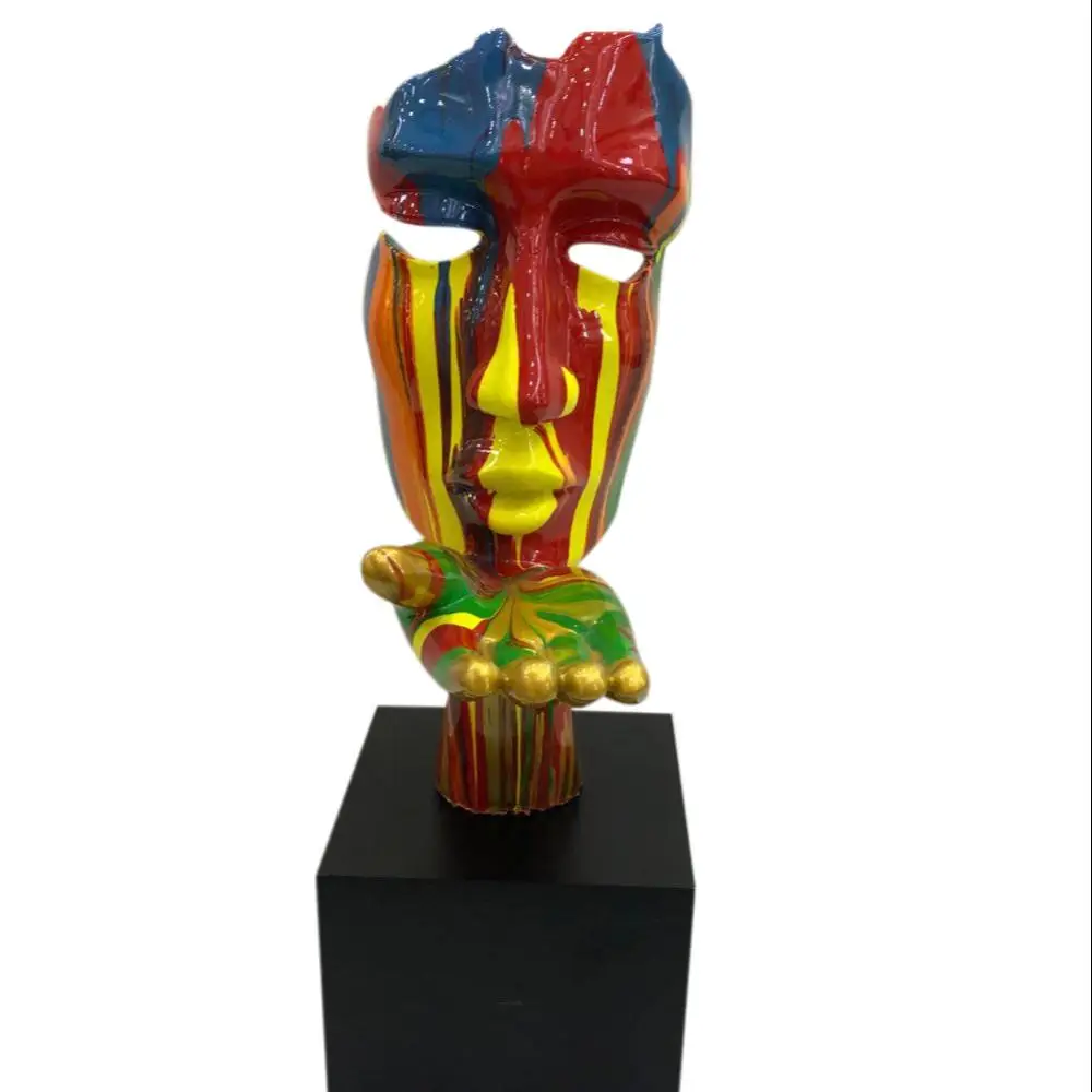 Human Face Statue Resin Abstract Craft Figurines Decorative Sculptures Cast Figure For Home Decorations