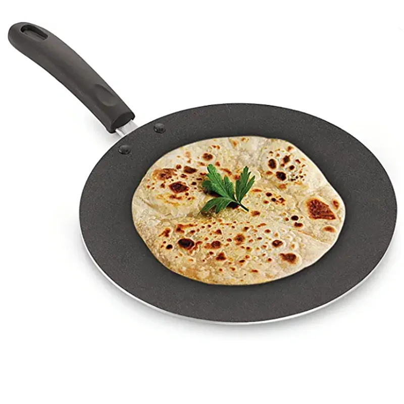 black 28cm aluminum nonstick coating pancake pan non stick chapati pan flat  tawa pan