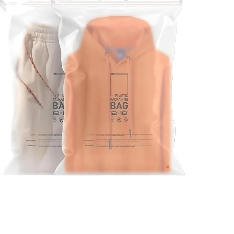 Customized Printed Plastic Packaging Garment Bag T Shirt Plastic Zip Lock Matte Frosted Zipper Bags For Clothing Packaging