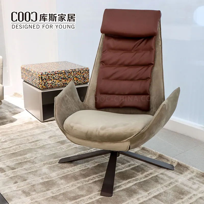 Modern Leather Velvet Fabric Swivel Accent Chair Single Arm Chair Living Room Lounge Swivel Chair