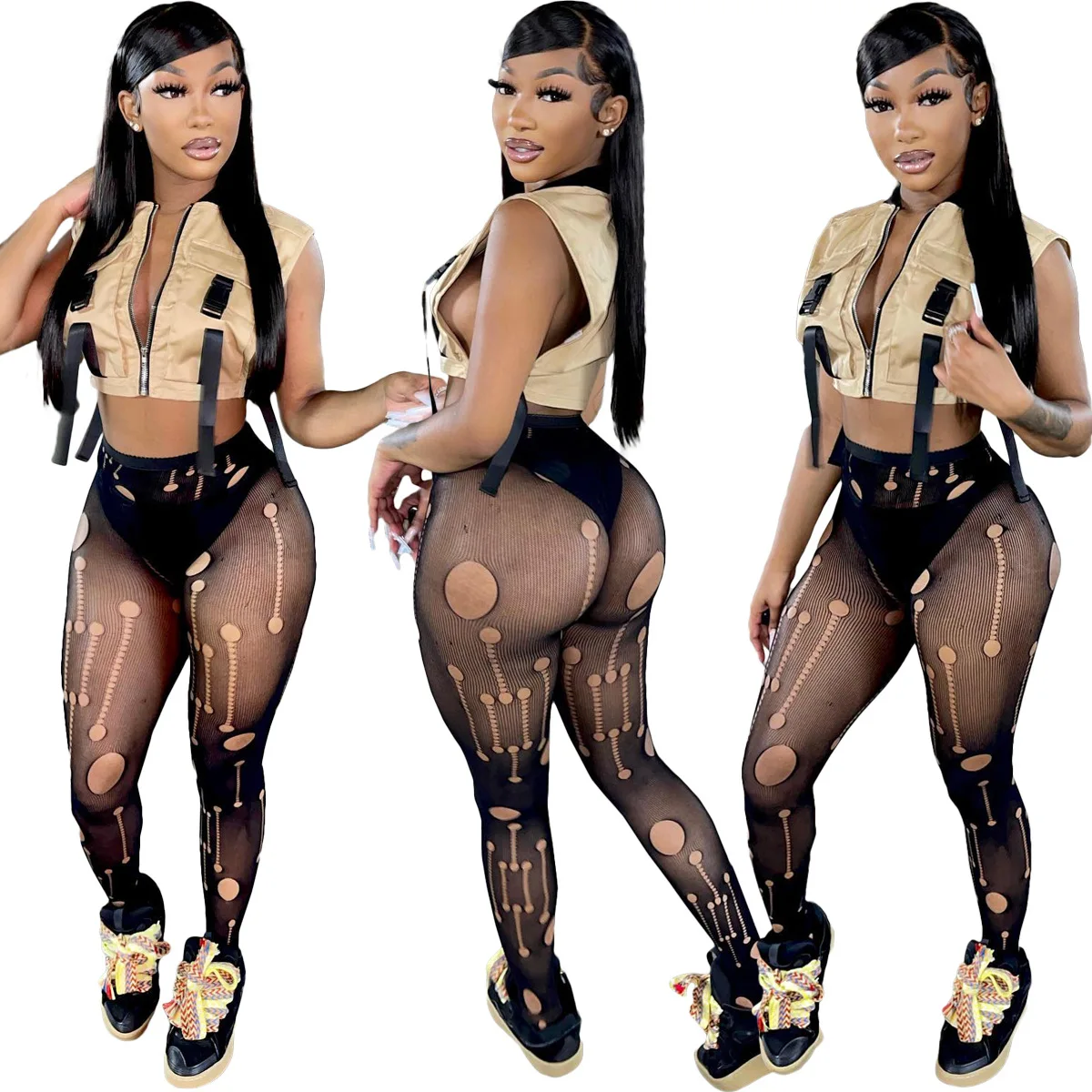 Women Wear Pants Hole Tights Casual Women Solid Designer Panty Hose Stockings Pencil Sexy Club Tights