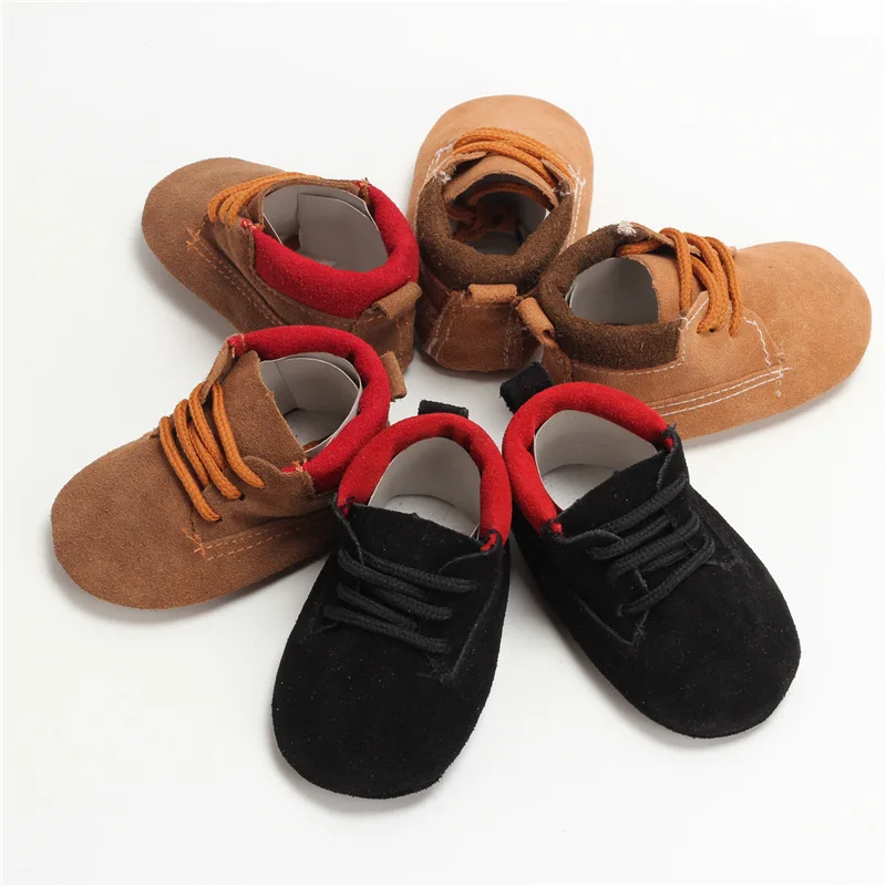 Genuine leather suede baby boy and girl Pre-Walker Shoes lace up infant shoes for autumn and spring