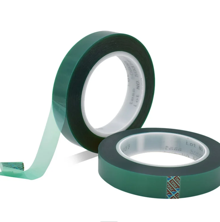Pet high temperature tape Tesa 50600 pet silicon green polyester masking tape for Powder spraying