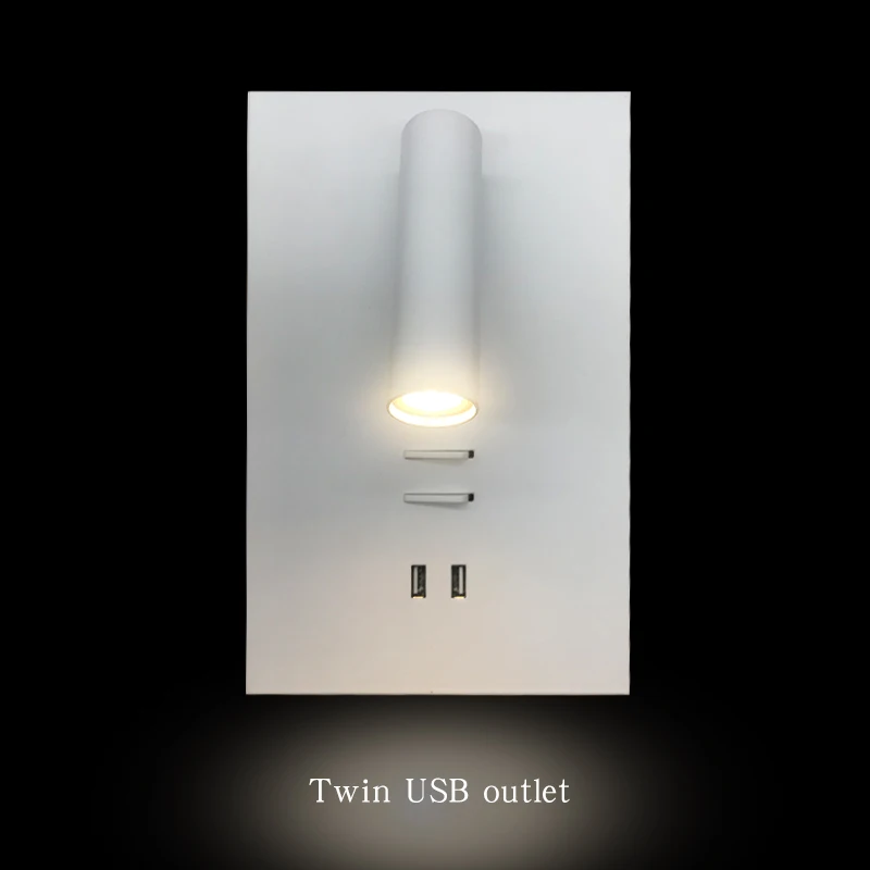 ECOJAS Brand New Indoor Bedroom Luxury Modern Decorative Led Wall Lamp 3W Usb Bedside Light With Wireless Charger for home/hotel