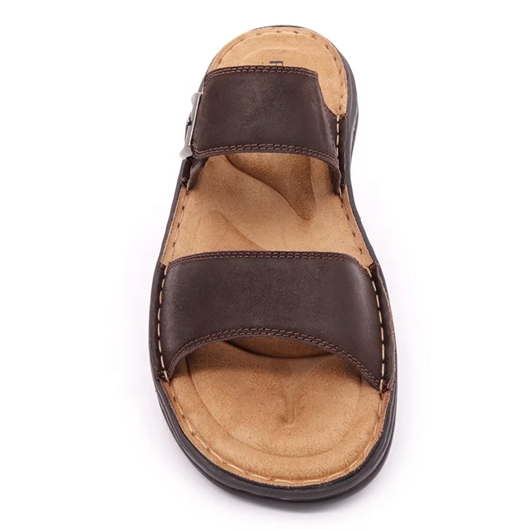 Best selling genuine leather flat sandals men necessary for summer traveling
