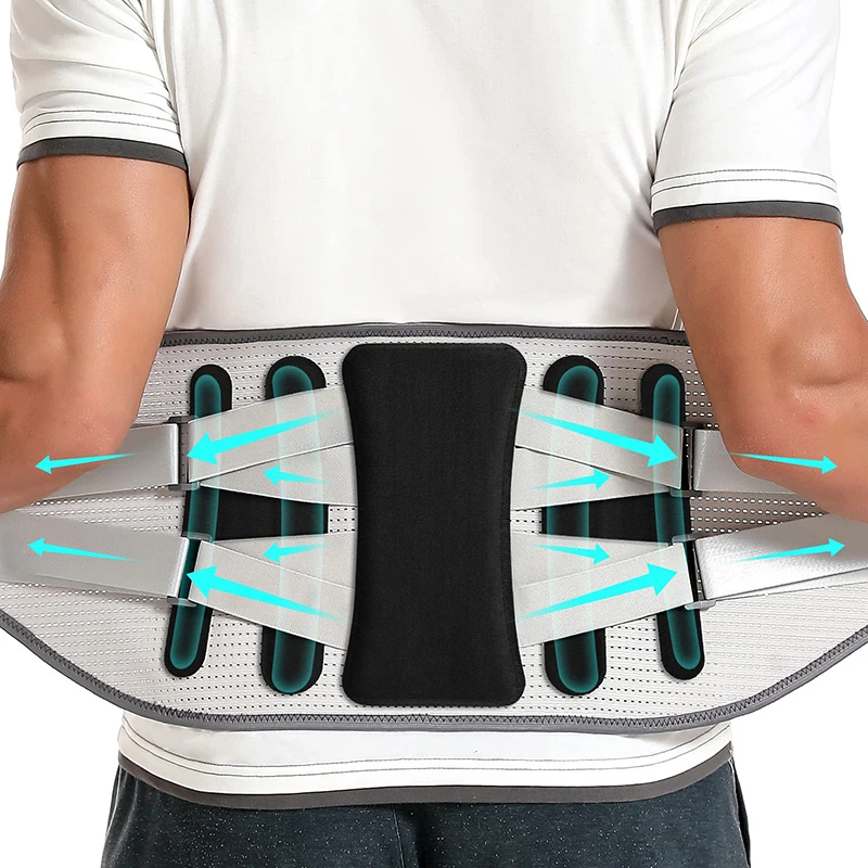 PAIDES Adjustable  Double Pull Strap lower Back Brace Steel Splints Back Support Belt Breathable Lumbar Brace  Waist Support