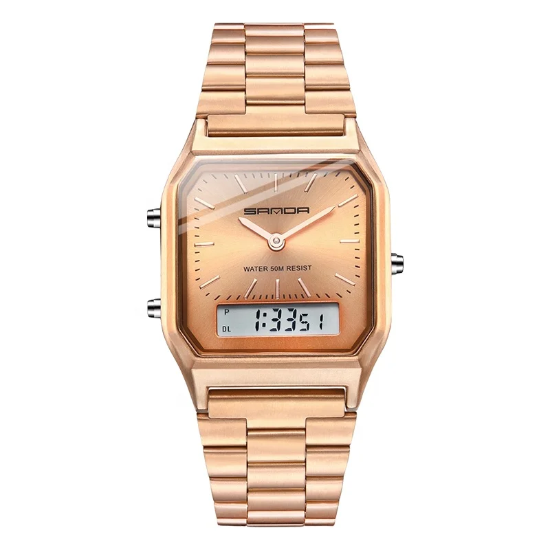 Hot Sale SANDA 747 Fashion Quartz Digital Watch Rectangle Personalized Sports Digital Watches Clock