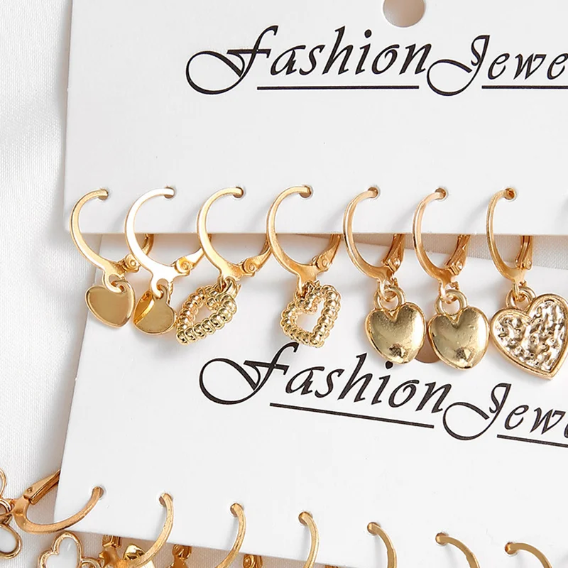 European American New Creative Retro Simple Openwork Love Gold Butterfly Earrings