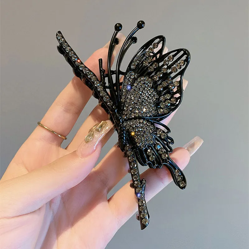 New Popular Style Hair Decoration Metal Butterfly Hair Claw With Rhinestones For Women Beautiful Hair Accessories Girls