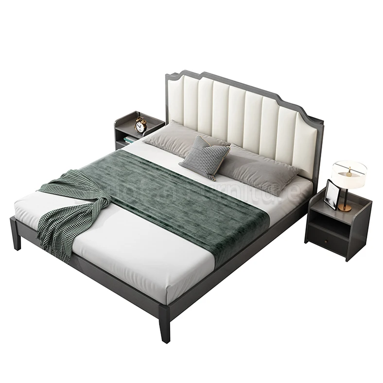 
Nordic HDF Wood Frame Leather Bed Room Furniture Modern Simple Wooden Double Bed China Bedroom Set For Home Use 
