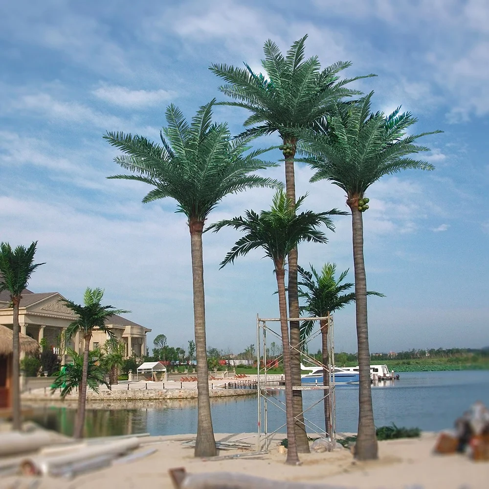 Large Fake Plants Tropical 1/2/3/5/6/7/8 Meters height 14 Ft Realistic Artificial Coconut Palm Trees Outdoor Coastal