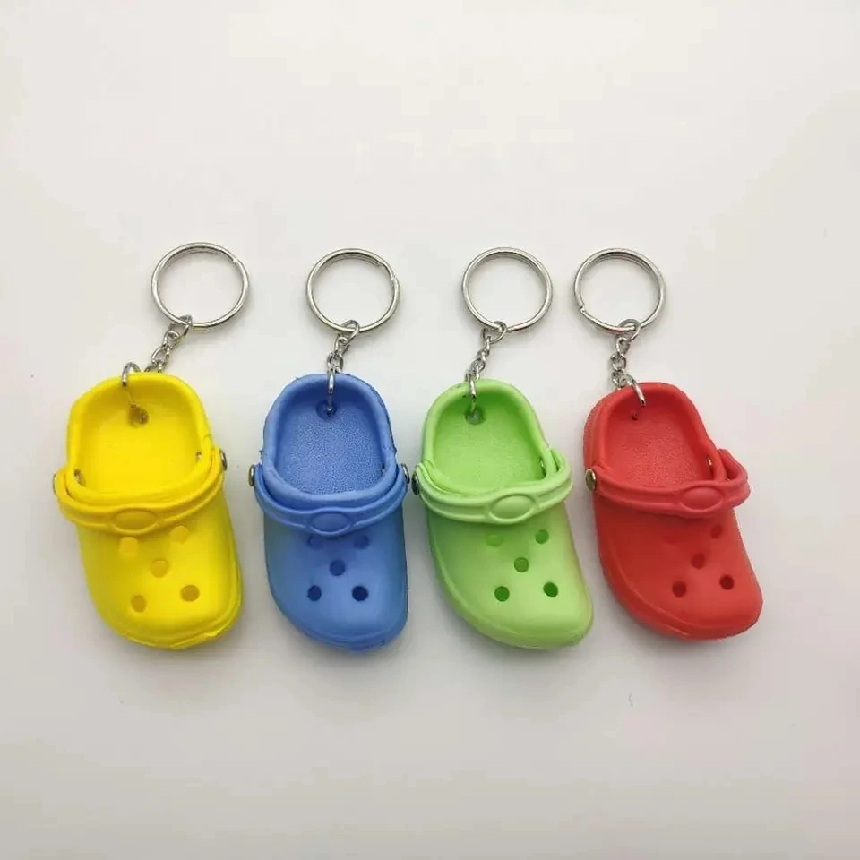 Cute 3D Mini EVA Plastic Foam Beach Hole Sandal Slipper Keychain Decoration Beach Croc Shoe keychain