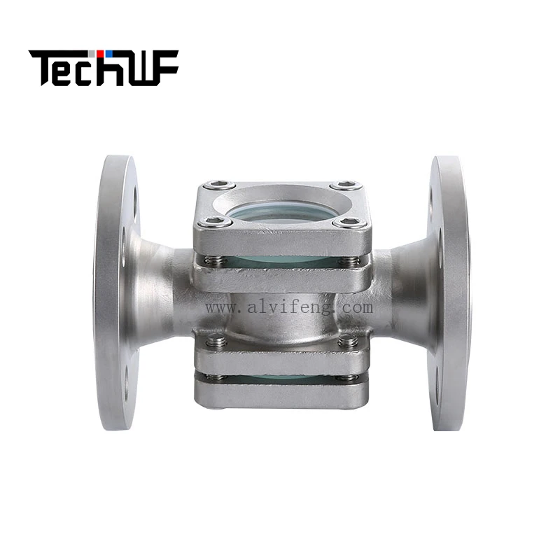 1Inch Flange End Visual Oil Flow Indicator Paddle Wheel Fuel Sight Glass Turbine Flow Meter