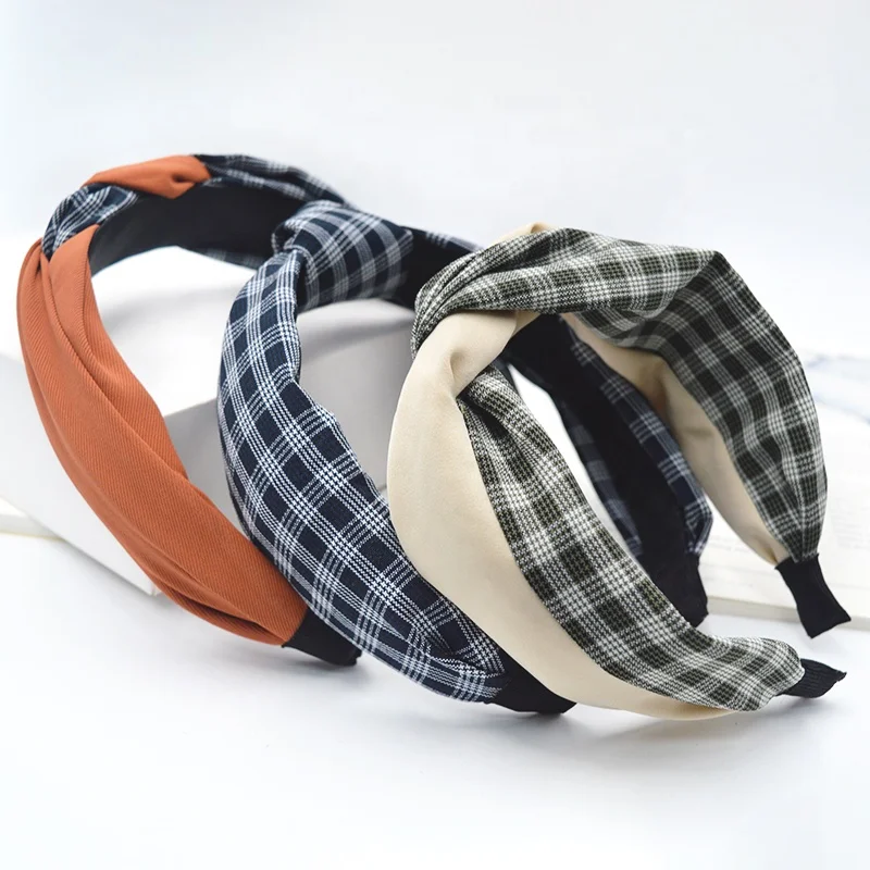 Широкие повязки в клетку для женщин и девушек