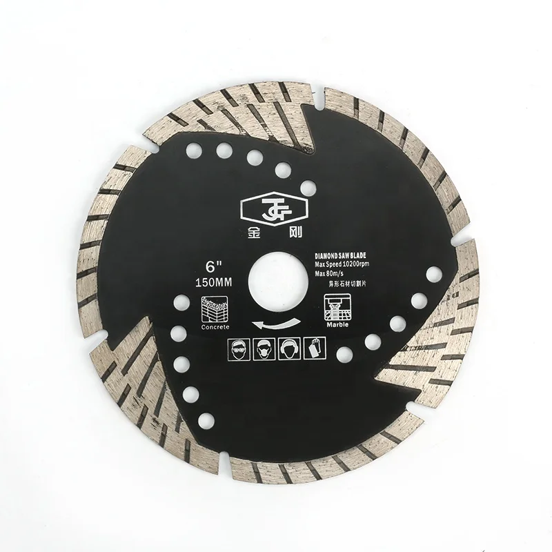 150mm 6inch concrete marble disc turbo segment diamond saw blade with teeth protection saw blade for granite