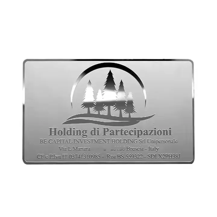 2024 New Product Luxury Custom Logo Metal Business Card Nfc Cards Plating Gold Id/ic/rfid Credit Card Printed Brushed Silver