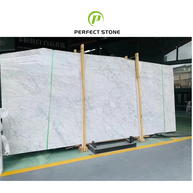 Extra Good Quality Italian Carrara White Marble Slab from Block Owner