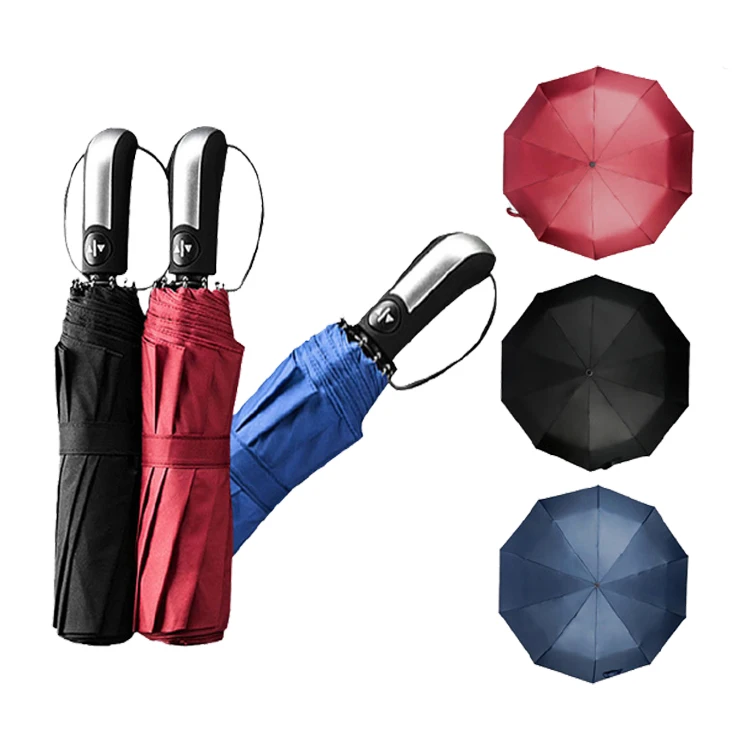 Customized travel advertising windproof sun fully automatic open 3 folding umbrella with printing logo