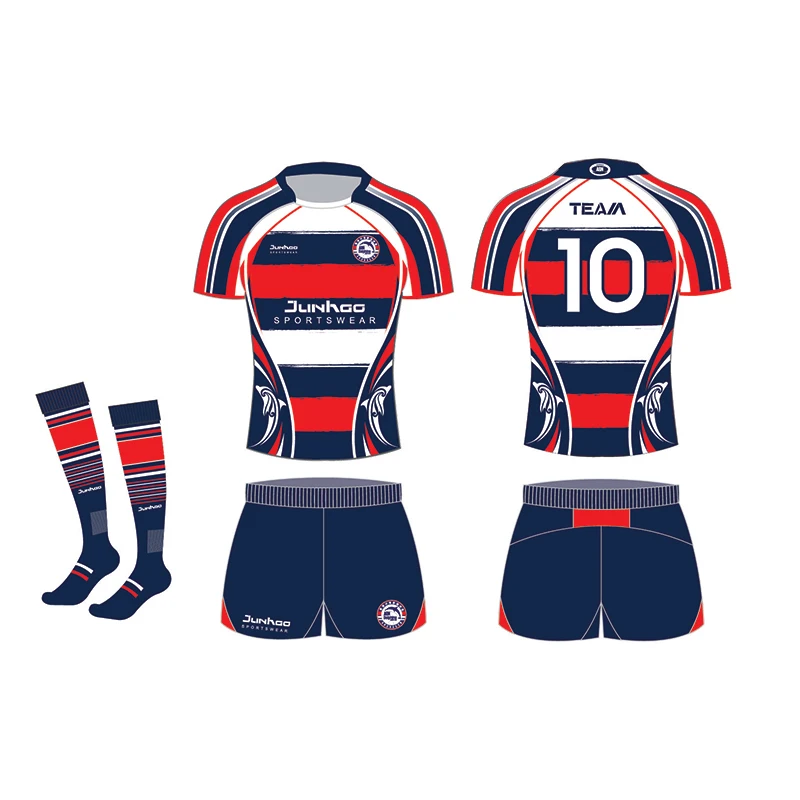 OEM Free Design Bulk Cheap Mens Sports League Short Sleeve Striped Printing Sublimated Custom Rugby Jersey