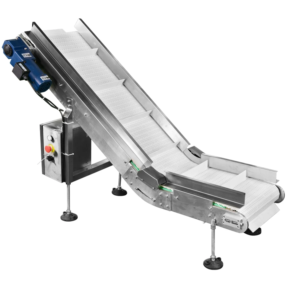 Slat belt conveyor take off out put conveyor for finished packages