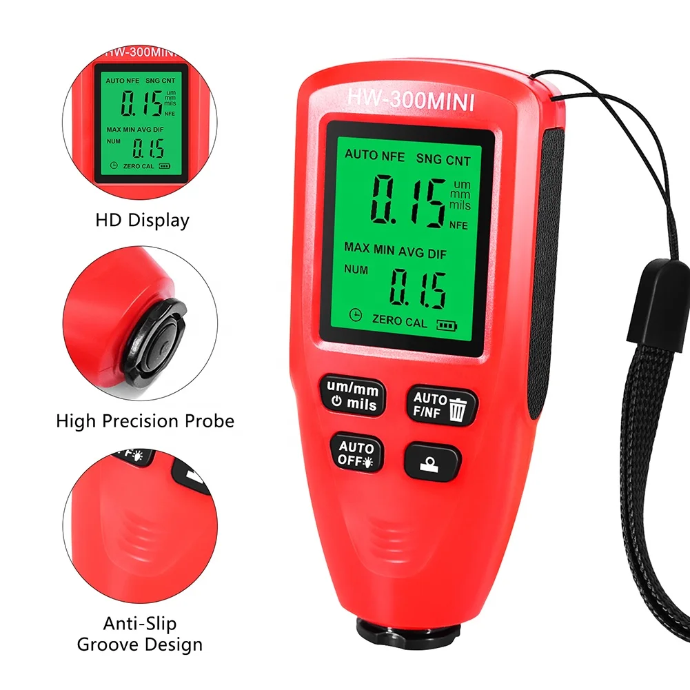 HW-300MINI Coating Thickness Gauge Portable Car Coating Thickness Measurer Auto Paint Gauge Meter Physical Measuring Instruments
