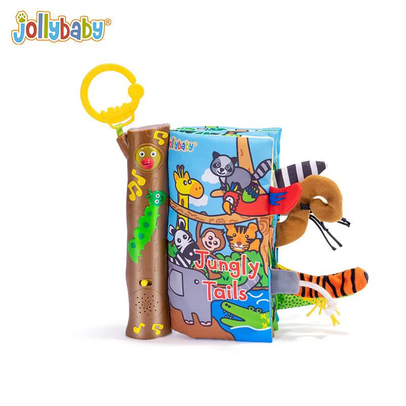 Jollybaby Touch And Feel Animal Tails English Learning Children Musical Sound Cloth Book Baby Educational Toys