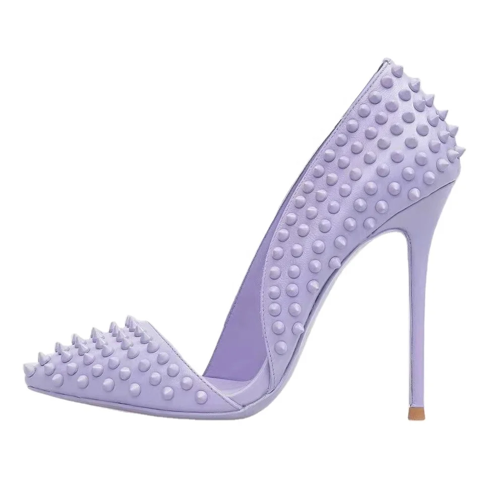 Multi-color Ladies Pumps Designer Classic Pointed Toe Rivet Heeled Pumps Luxury Dress Shoes Womens Pumps