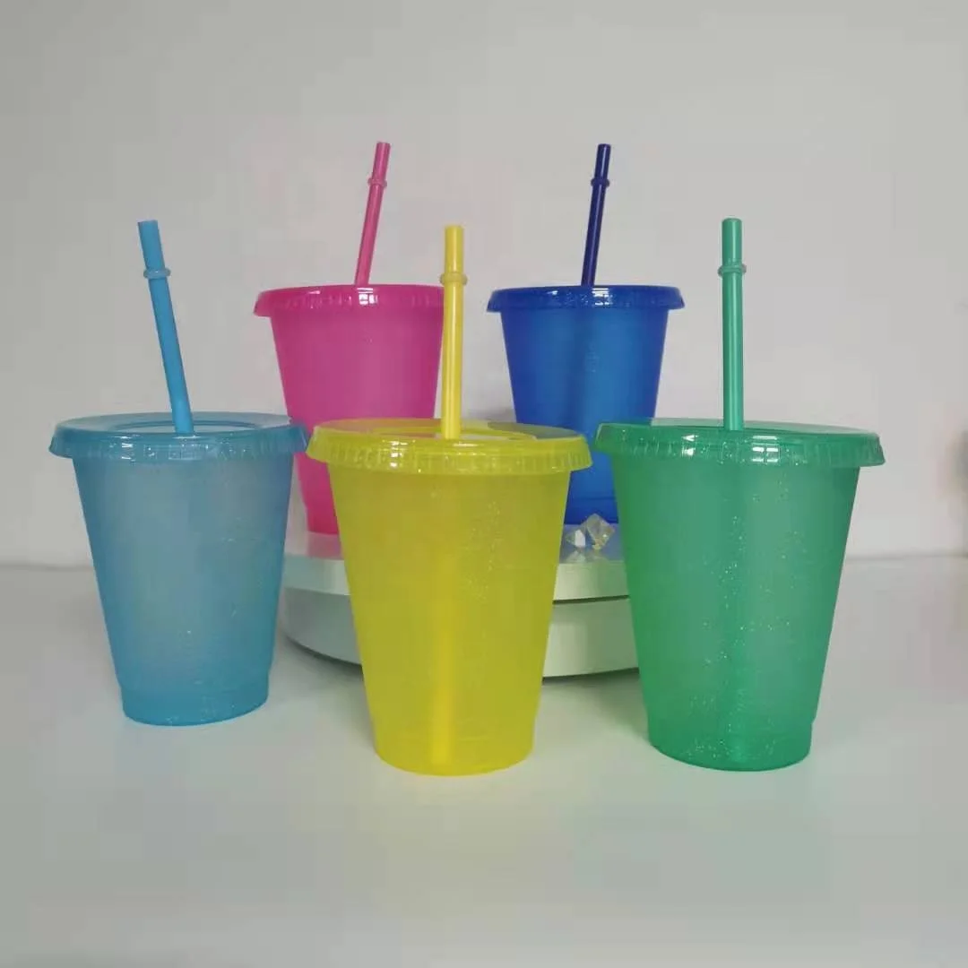 
Custom gift glitter color tumbler cups 16oz Wholesale colorful BPA free PP Tumbler Plastic Tumbler Cups not Color Changing 