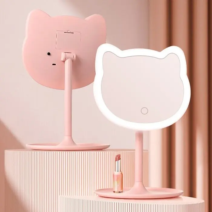 Hot Selling USB Rechargeable LED Desktop Mirror Student Dormitory Girls Electronic Makeup Mirror