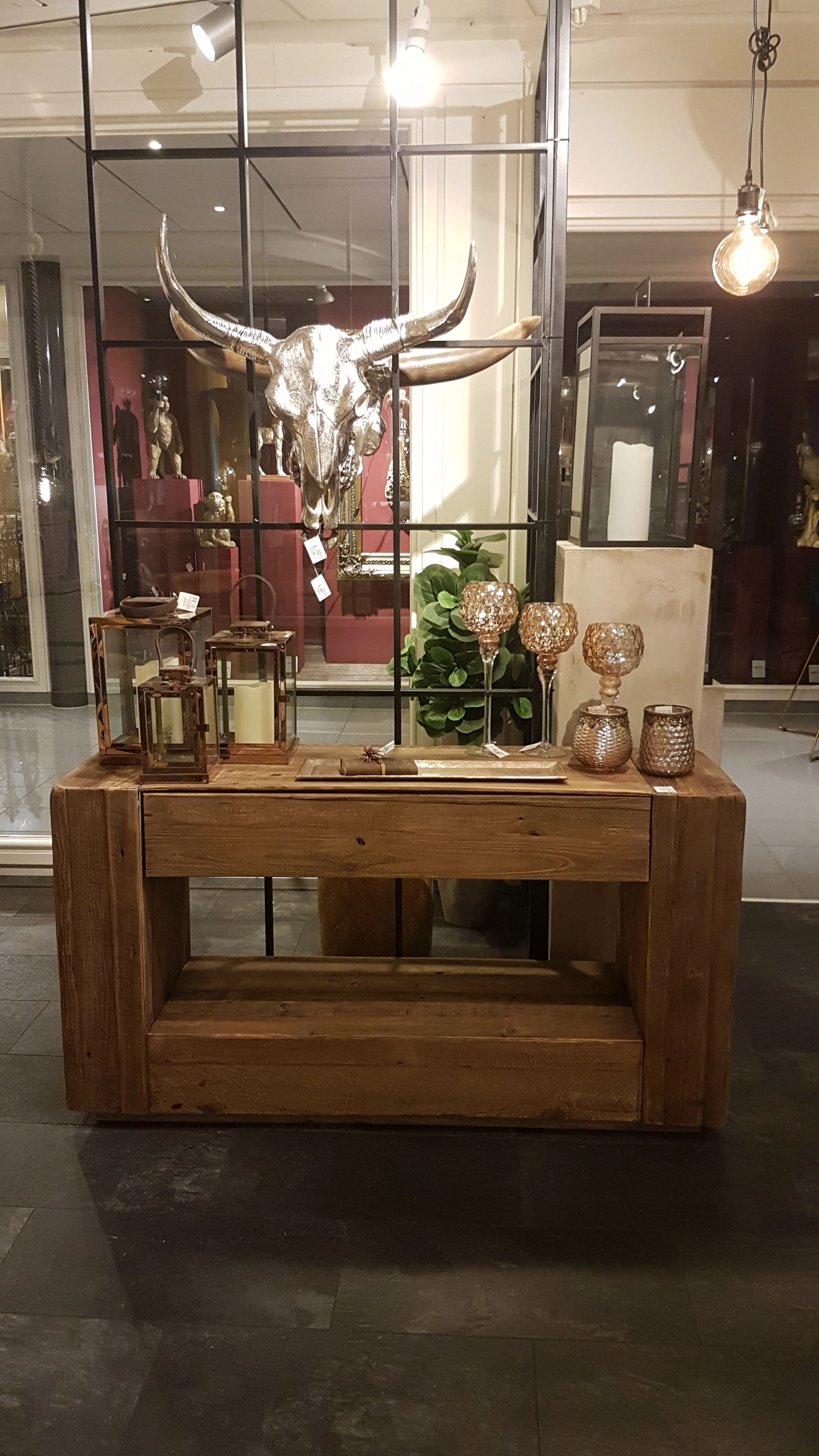 Industrial & vintage  handmade recycled wood Console Table with drawers