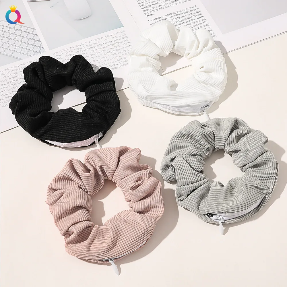 factory cheap price scrunchies solid color scrunchies scrunchies with zipper