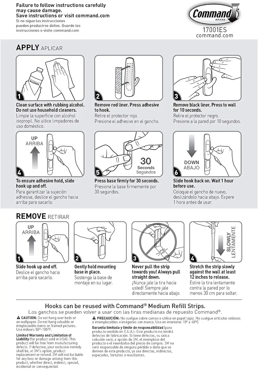 Medium 3M Command Utility Hooks, Damage Free Hanging Wall Hooks with command Strips No Tools Wall Hooks for Hanging Organizers
