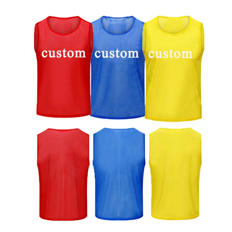 Huiyi custom 100% polyester t shirt Wholesale numbered 100%polyester mesh soccer training sports vest