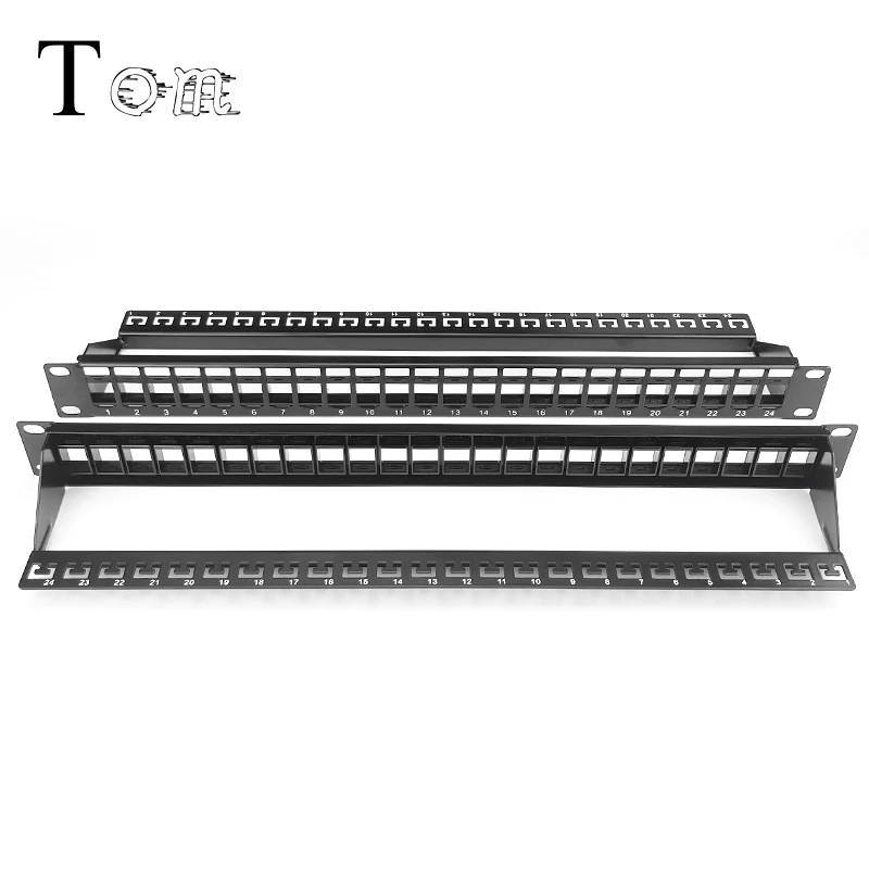 TOM-P-16 19' 1U UTP Blank 24port patch panel with back bar unshielded Modular distribution frame empty frame patch panel