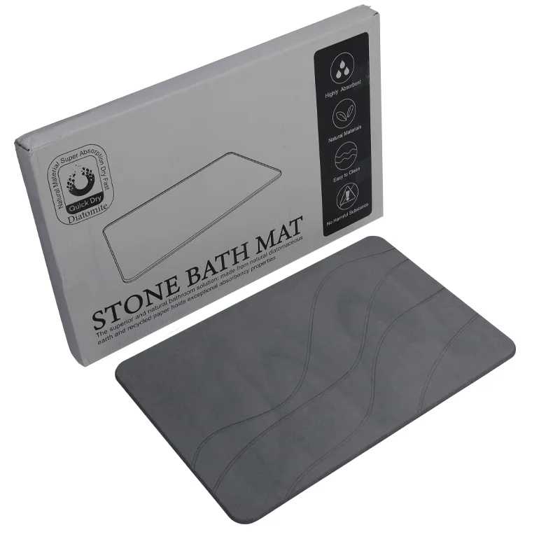 2024 Non-Slip Quick Dry Absorbent Diatomaceous Earth Gray Stone Mat Bath Mat