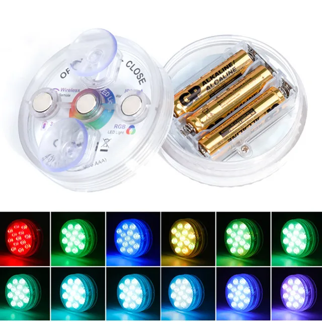 Перезаряжаемый водонепроницаемый RGB погружной светодиодный светильник для бассейна с дистанционным управлением