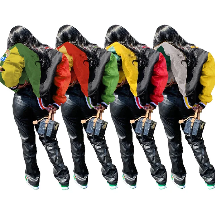 Custom Fall Winter Plus Size Baseball Jacket For Woman Windbreaker Letterman Women Jacket Baseball Jackets