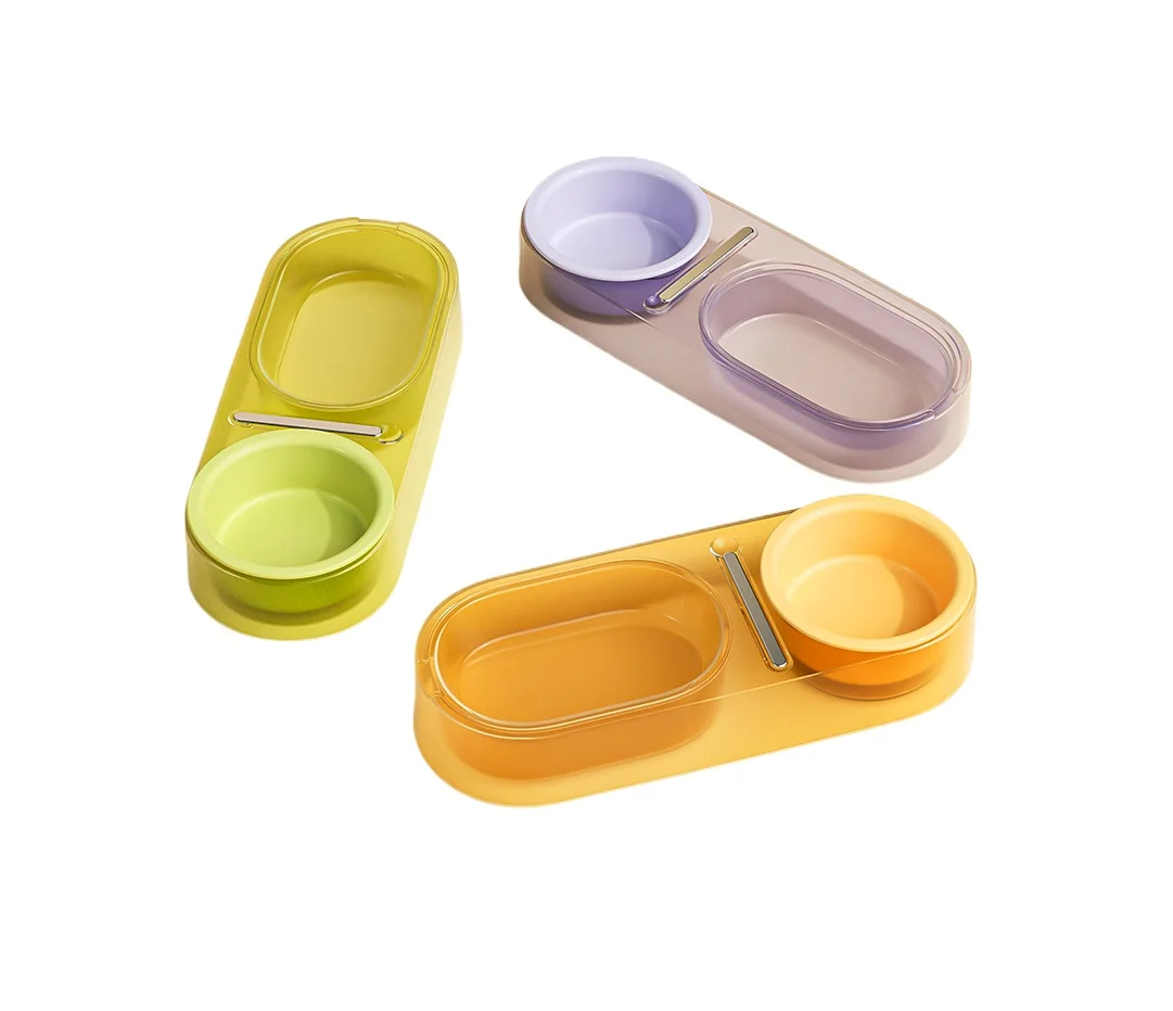 Dual Bowl Cat Feeder with 1 Spoon for Furry Friends Pet Bowls & Feeders