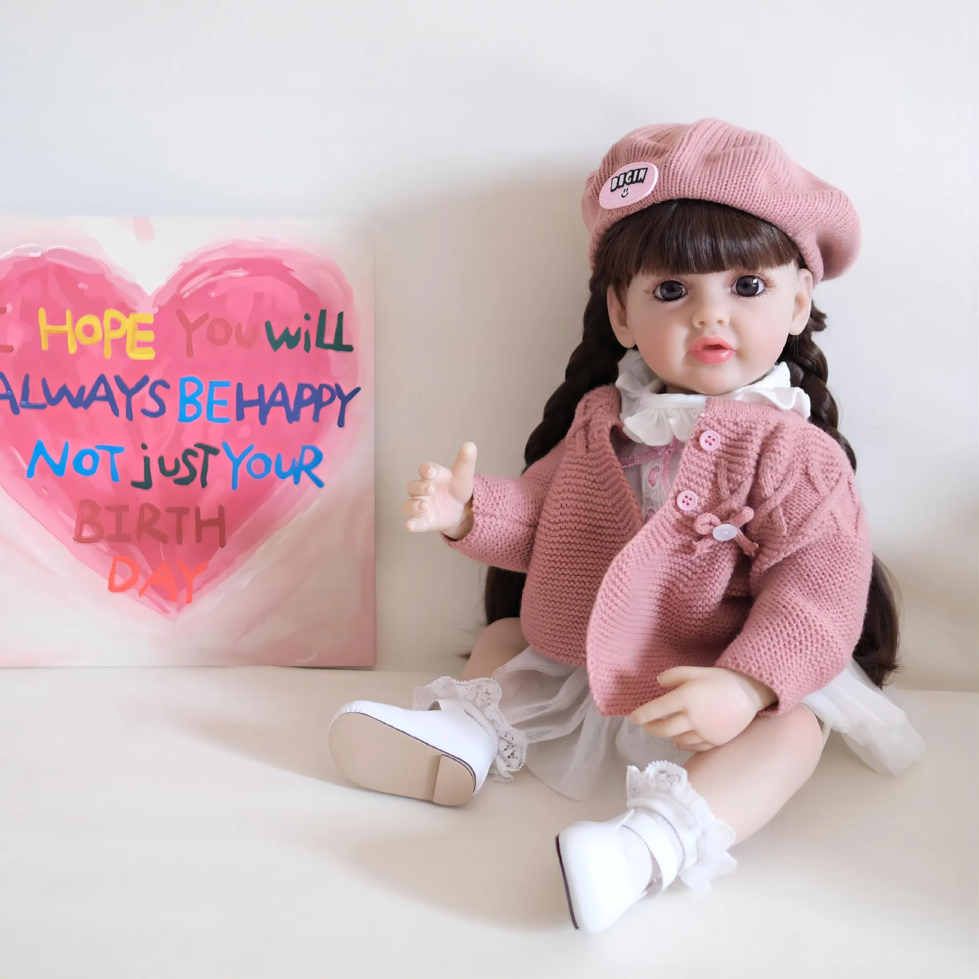 55cm Reborn Baby Full Body Silicone Vinyl Toddler Girl Princess Lifelike Soft Touch Newborn Doll Toy