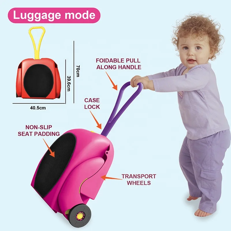 Baby Plastic Ride On Suitcase Multifunction Travel Luggage Child Seats Hardshell Trolley Case For Kids Toddler