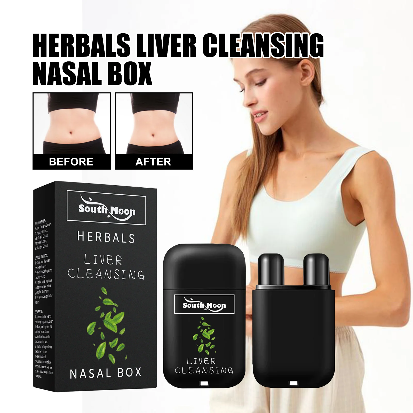 Herbal Liver Cleansing Nasal Box Relieve Congestion Improve Breathing Remove Body Toxins Lung Inhaler
