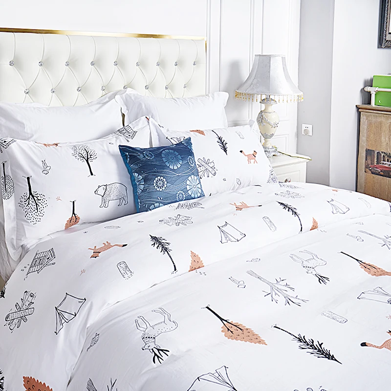 Luxury Customized Style Egypt Cotton Hotel Bedding Set White Fluffy Duvet Cover Set