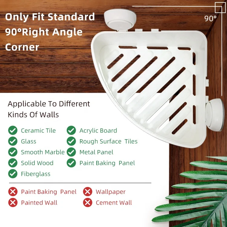 TAILI ABS & TPR Material Corner Shampoo Vacuum Suction shower caddy organizer plastic corner shelf caddy with 2hooks bath caddy