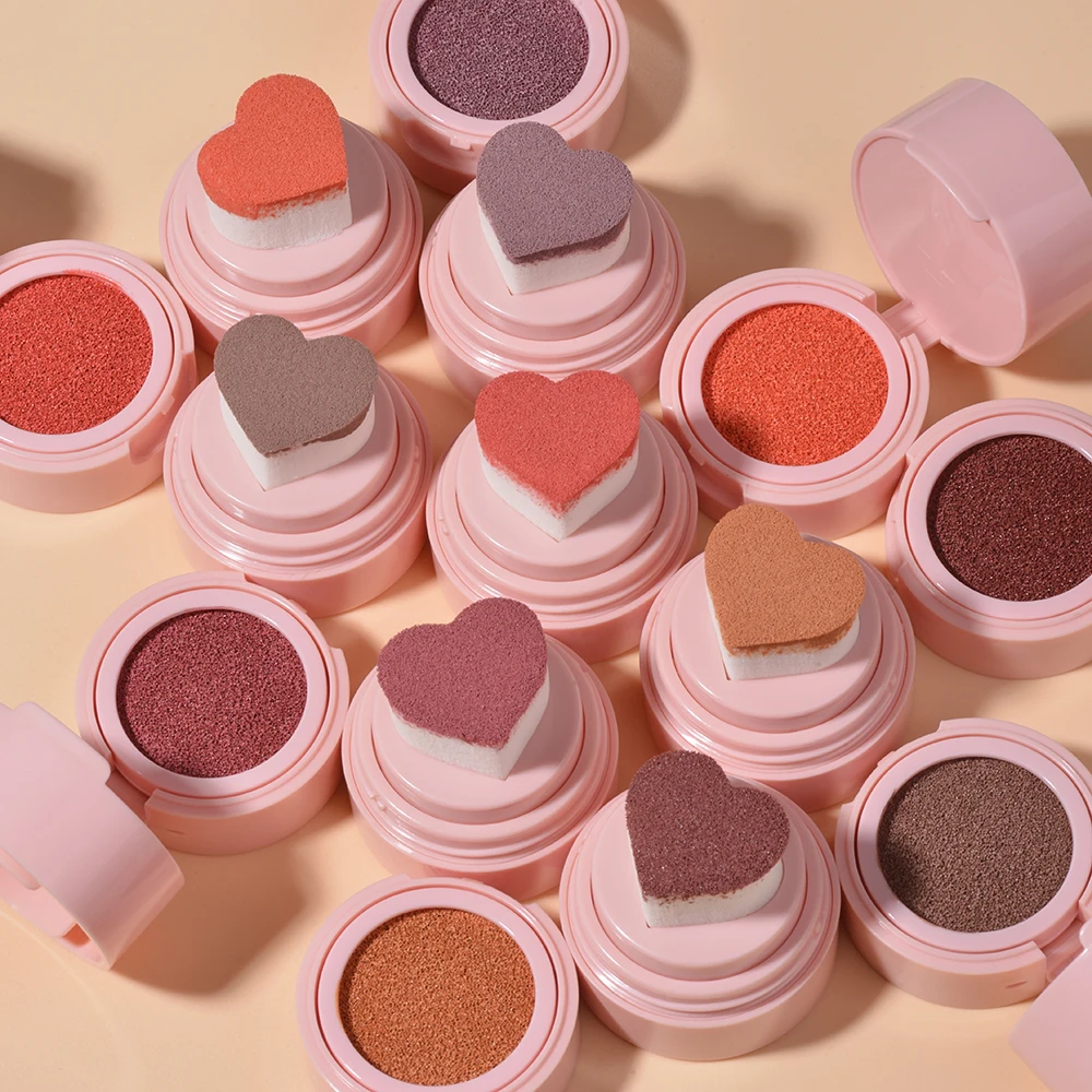 Hot Selling OEM Magic Makeup Liquid Vegan Blush Cream Waterproof Cheek Tint Heart Stamp Cushion Blush Private Label