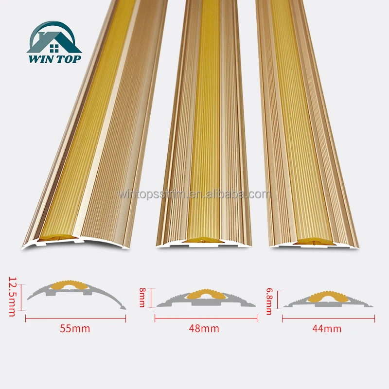 Win Top Aluminum Alloy Wood Flooring Ladder Step Anti Slip Strip Carpet Aluminium Stair Nosing Edging for Tile wood Steps