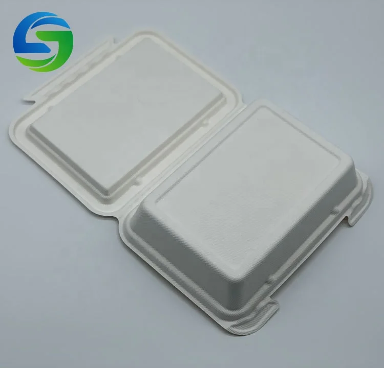6 x 9 Inch Eco-Friendly biodegradable disposable sugarcane bagasse packing food container Food Delivery Box
