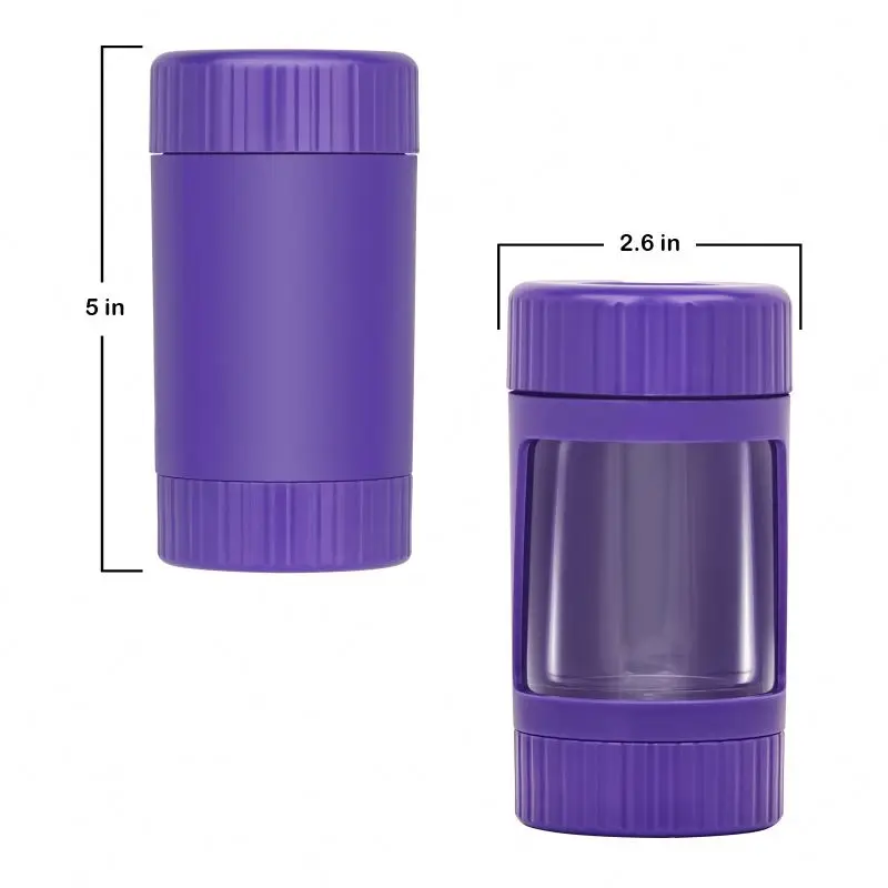 Hot Selling Plastic 4 in 1 Glow LED Storage Jar with Herb Grinder Jar Custom Logo Magnifying Glass Jar Container