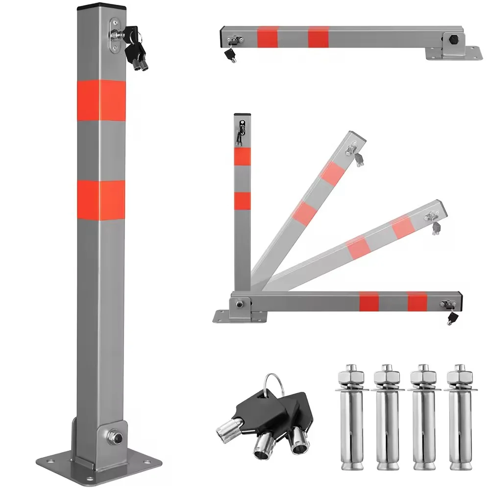 Square Metal Car Parking Space Lock Bollard Fold Down Car Parking Barrier Post